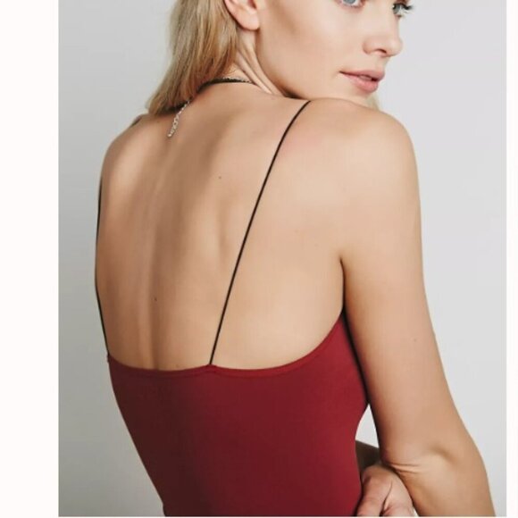 2 Pcs Free People Brami Skinny Strap Top, Color: Wine Size: M/L - Picture 4 of 7